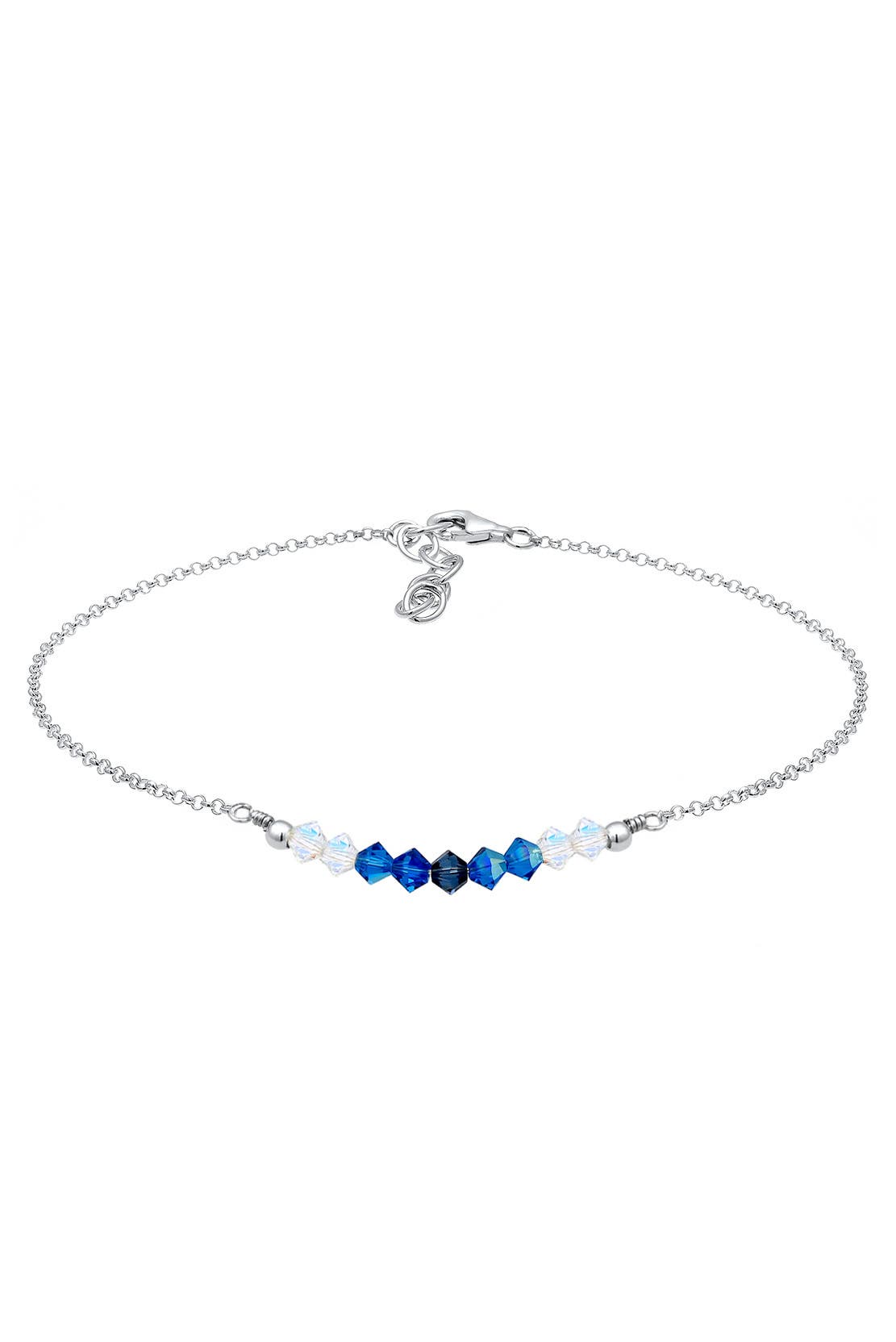 ELLI Fusskettchen Kugel Strand Meer Kristalle 925 Silber Blau, Bild 1