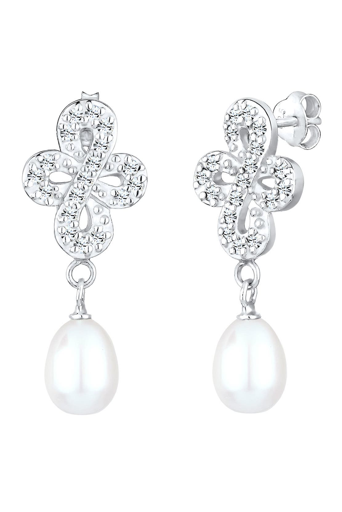 ELLI PREMIUM Ohrringe Infinity Glas Kristalle Weiß 925 Sterling Silber Silber, Bild 1