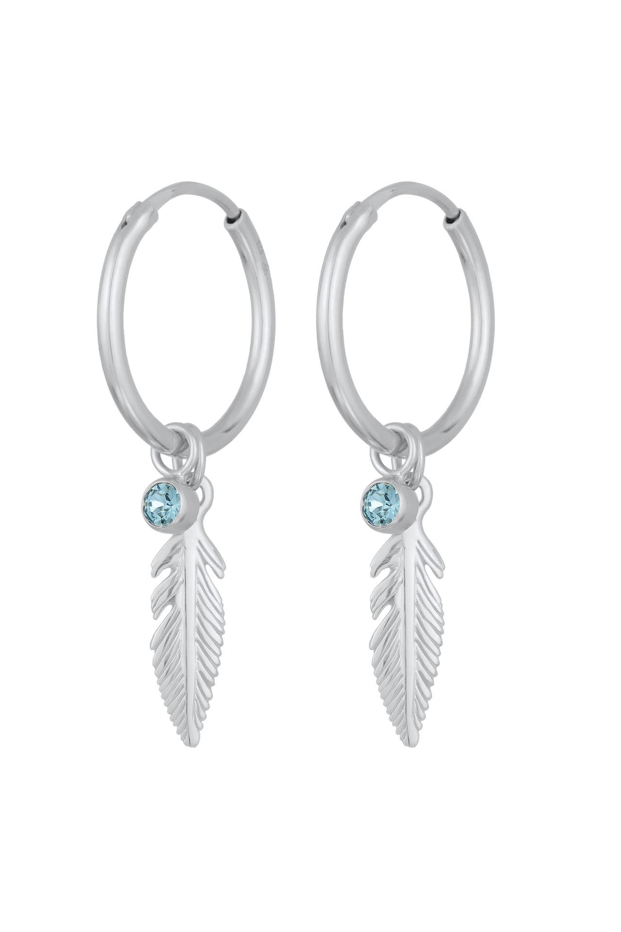 ELLI Ohrringe Creolen Feder Kristall Boho 925 Silber Silber, Bild 1
