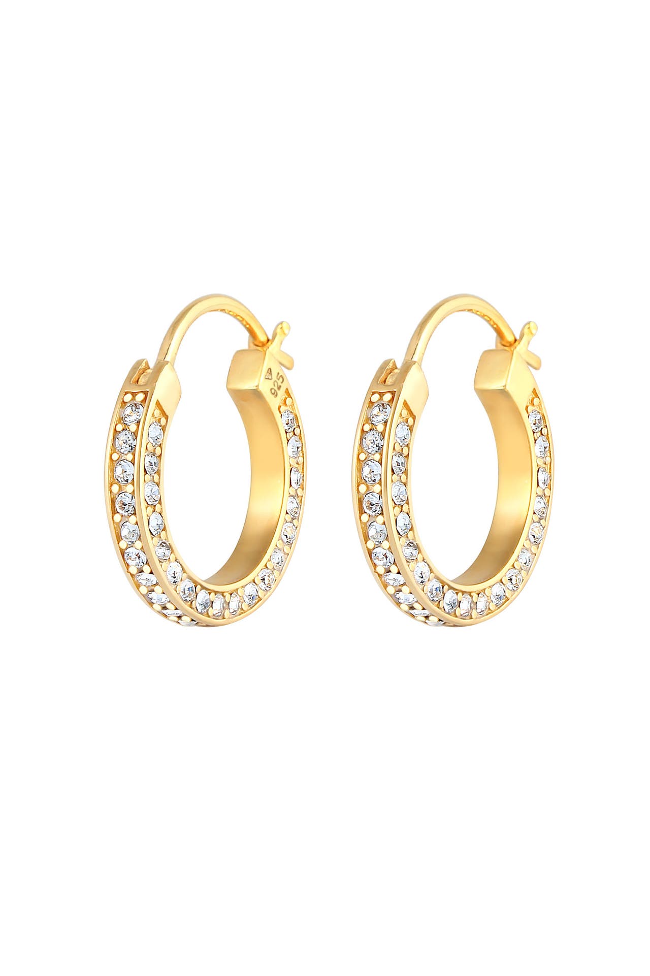 ELLI PREMIUM Ohrringe Creolen 925 Silber, mit Kristallen von Swarovski® Gold, Bild 1