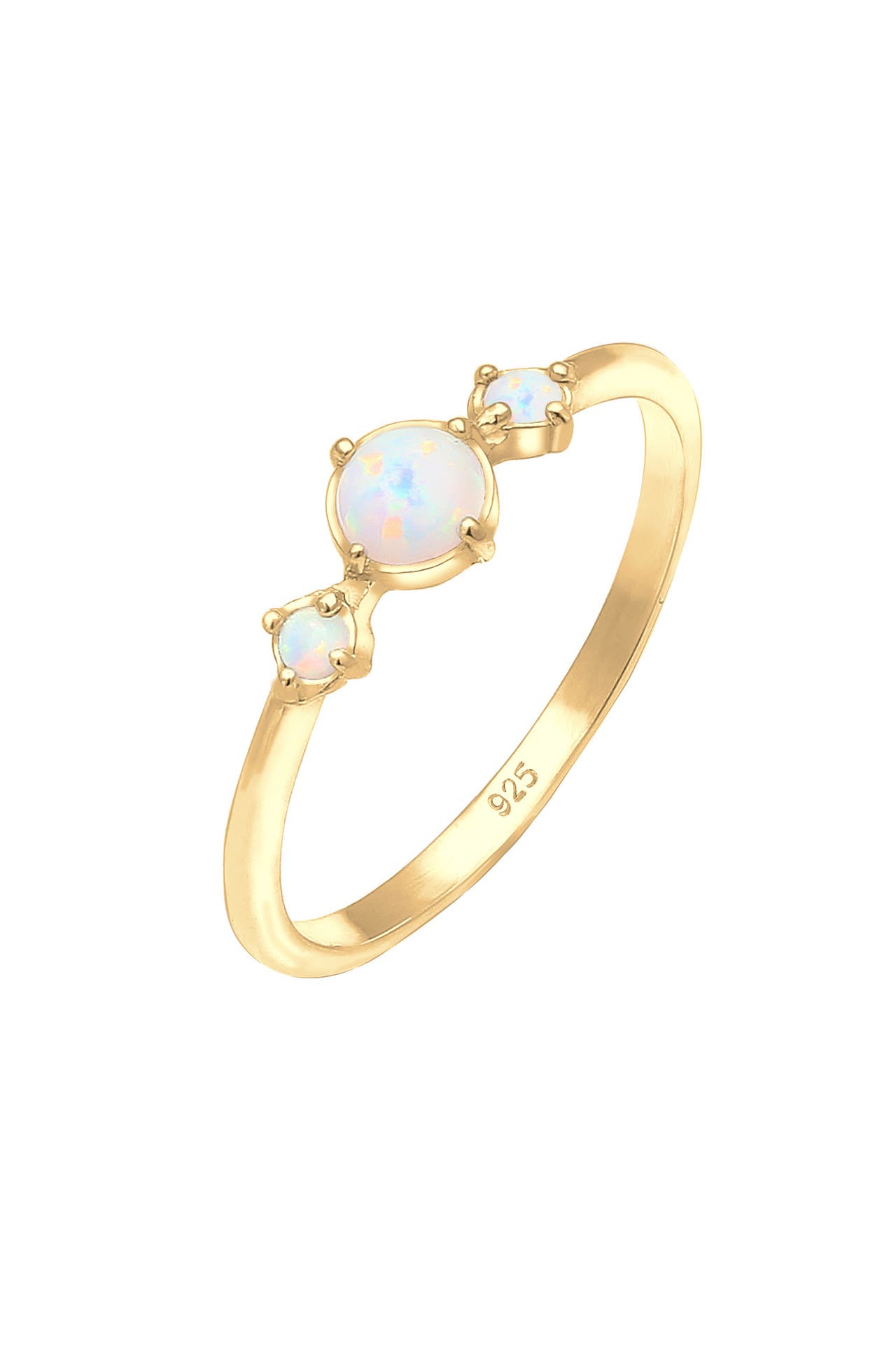 ELLI Ring Opal Rund Trio Vintage 925er Silber Gold, Bild 1