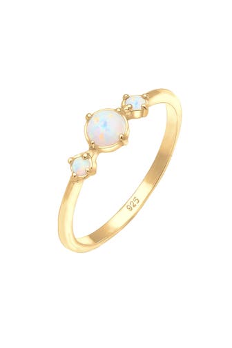 ELLI Ring Opal Rund Trio Vintage 925er Silber Gold