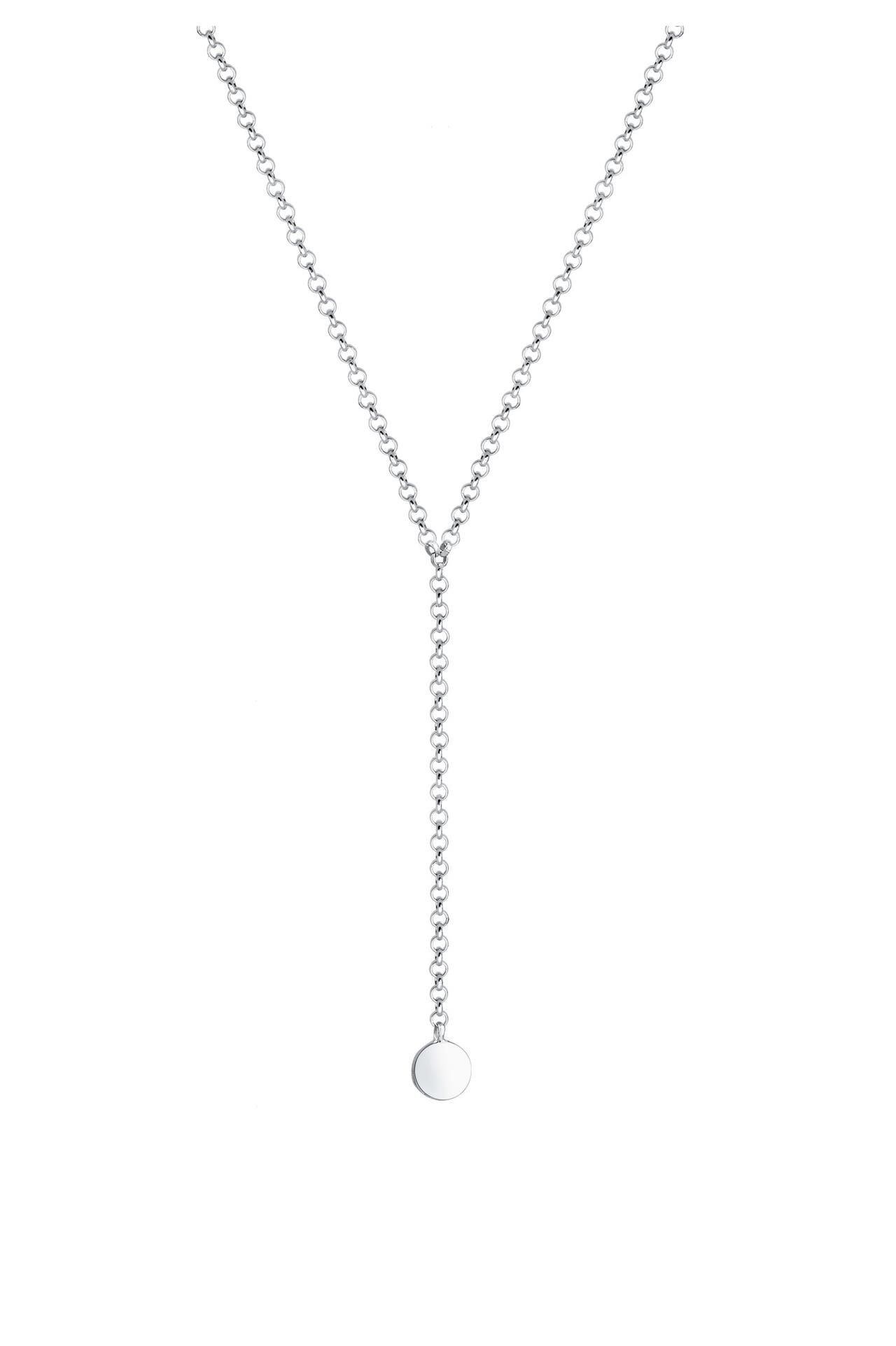 ELLI Kette Choker Y-kette glänzend mit Plättchen 925 Silber Silber, Bild 1