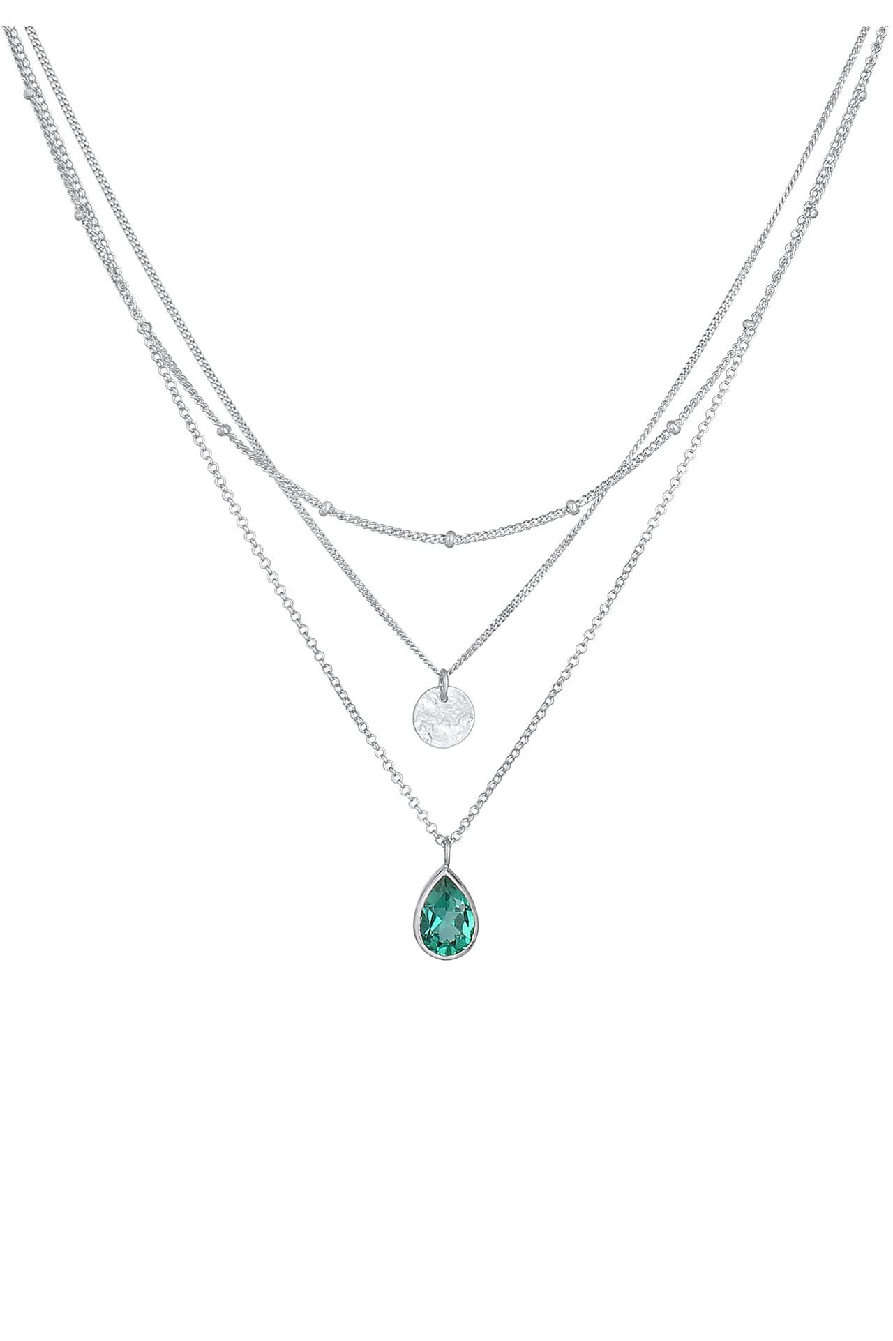 ELLI PREMIUM Kette Layer Quarz Plättchen 925 Silber Silber, Bild 1