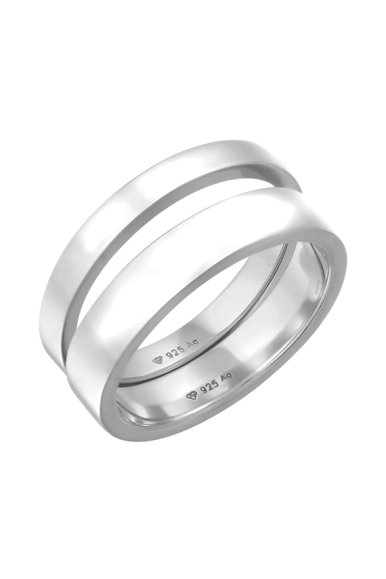 KUZZOI Ring Herren 925 Sterling Silber Basic 2er-Set Silber, Bild 1