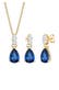 Schmuckset Zirkonia Synthetischer Saphir Blau 925 Sterling Silber Gold