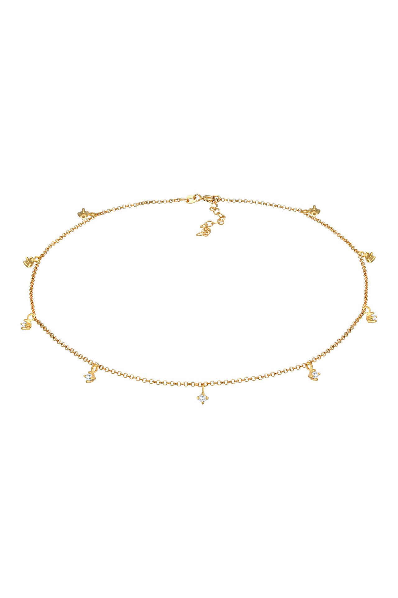ELLI Kette Choker Solitär Zirkonia Elegant 925er Silber Gold, Bild 1