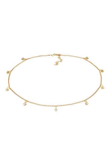 ELLI Kette Choker Solitär Zirkonia Elegant 925er Silber Gold