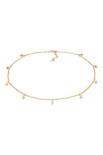 ELLI Kette Choker Solitär Zirkonia Elegant 925er Silber Gold