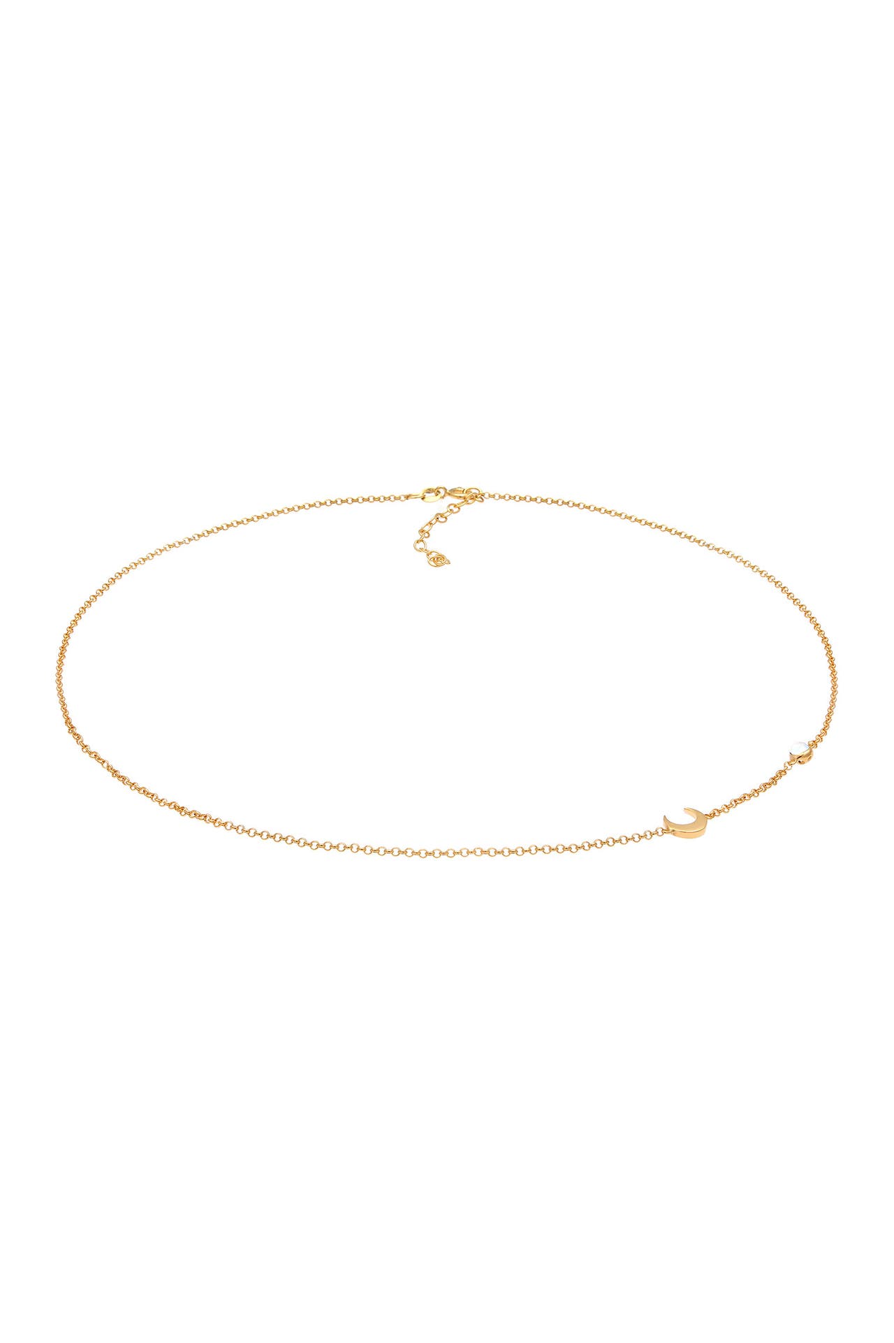 ELLI Kette Halbmond Astro Mondstein 925 Silber Gold, Bild 1