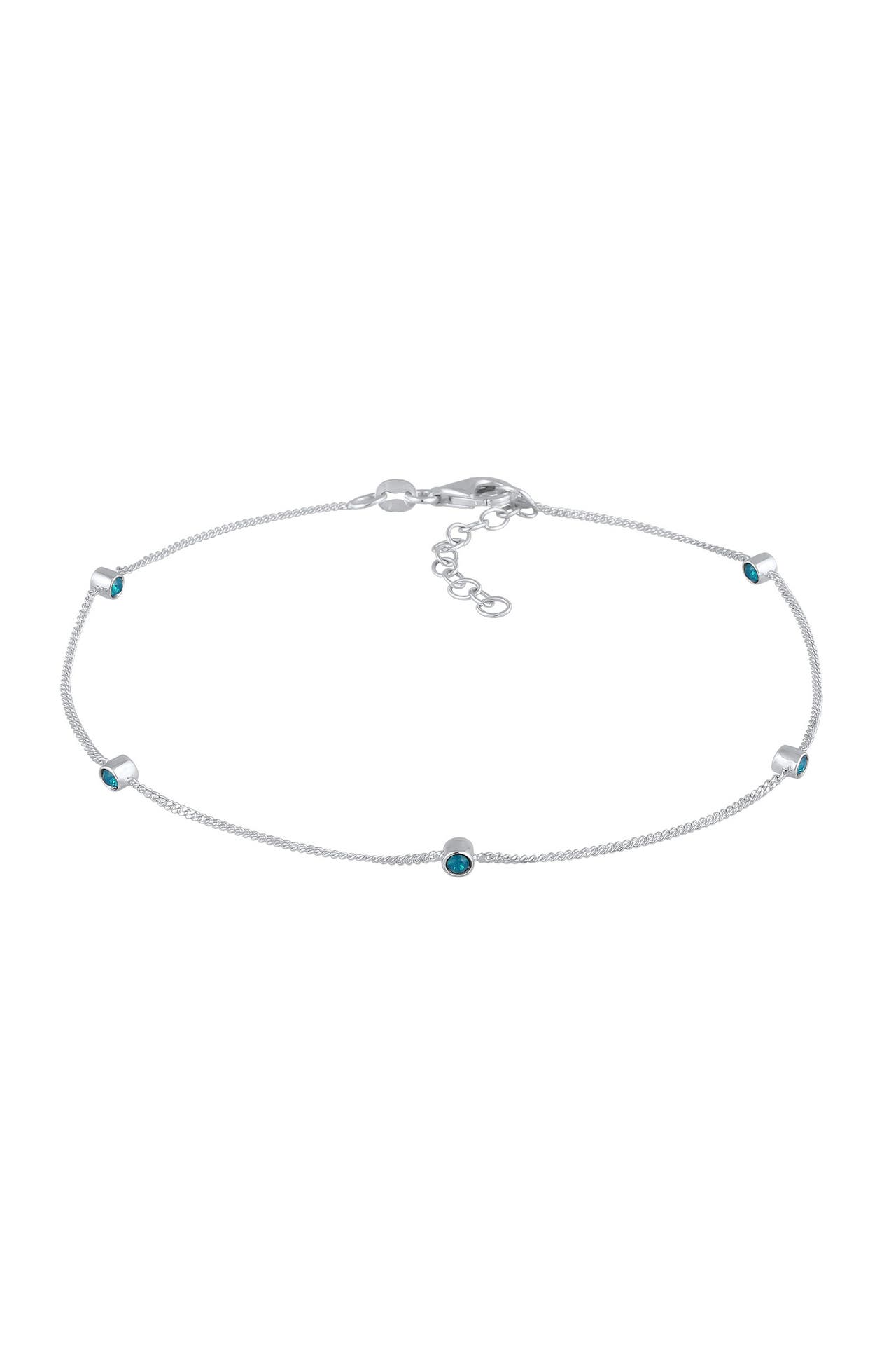 ELLI Fusskettchen Fußkettchen 925 Silber, mit Kristallen von Swarovski® Blau, Bild 1