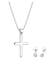 Schmuckset Kette Kreuz und Stecker 925 Silber, mit Kristallen von Swarovski® Silber