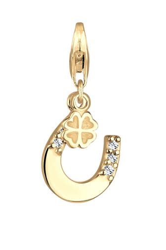 NENALINA Charm Hufeisen Kleeblatt 925 Silber, mit Kristallen von Swarovski®