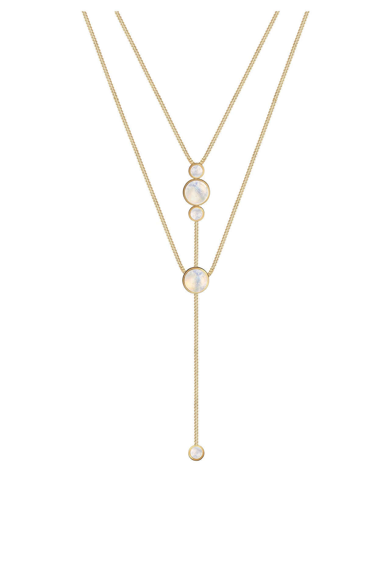 ELLI Kette Y-Kette Boho Layer Mondstein Weiß 925 Sterling Silber vergoldet Gold, Bild 1