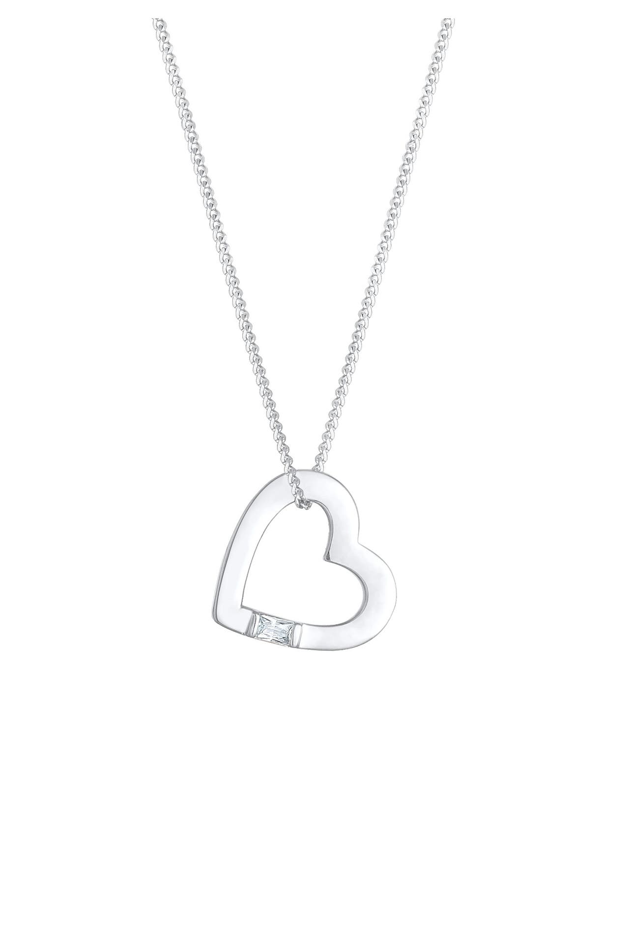 ELLI Kette Herz Zirkonia Anhänger Cut Out 925 Silber Silber, Bild 1