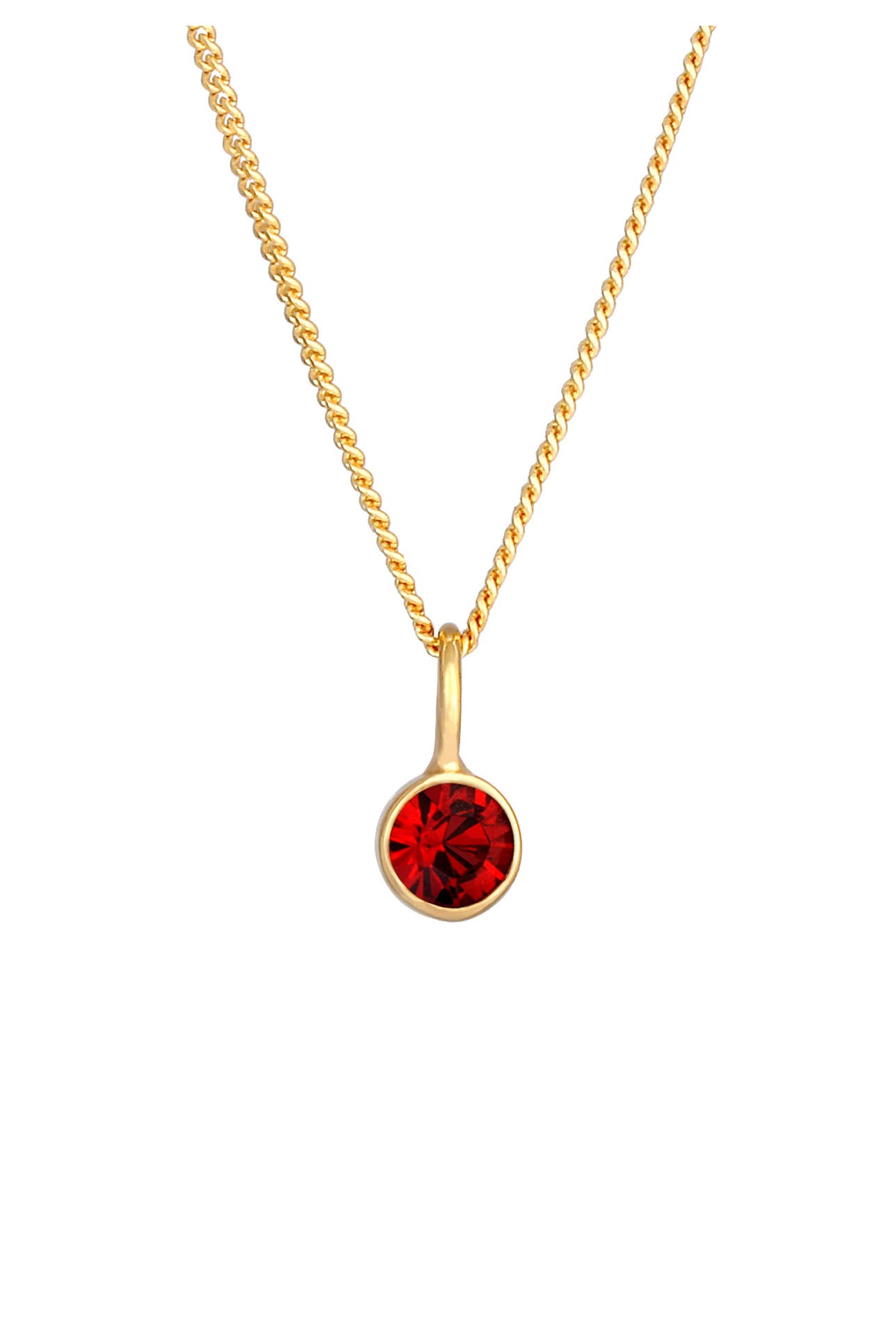 ELLI Kette Solitär Rund Kristall Rot 925 Silber Gold, Bild 1