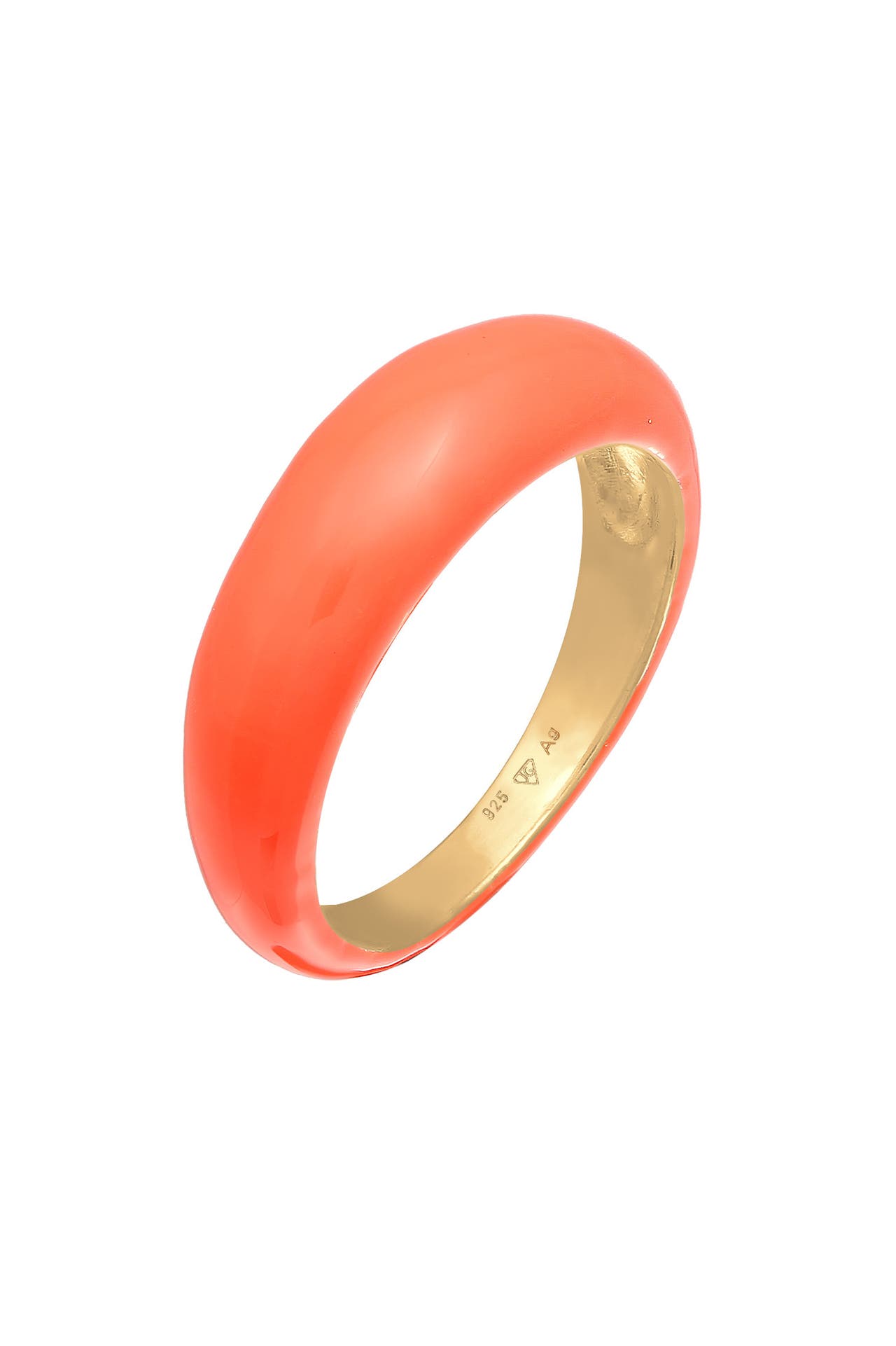 ELLI Ring Bandring Stapelring Emaille 925er Silber vergoldet Orange, Bild 1