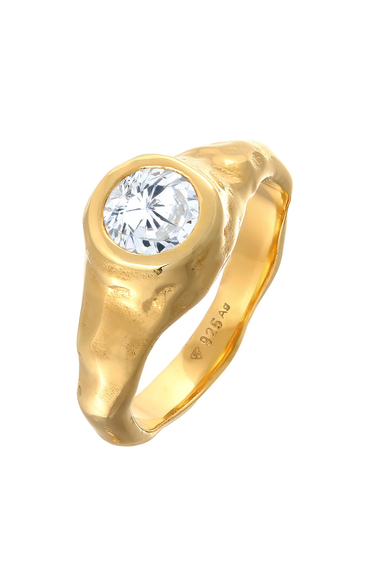 ELLI PREMIUM Ring Siegelring Zirkonia Organic Design 925 Silber Gold, Bild 1