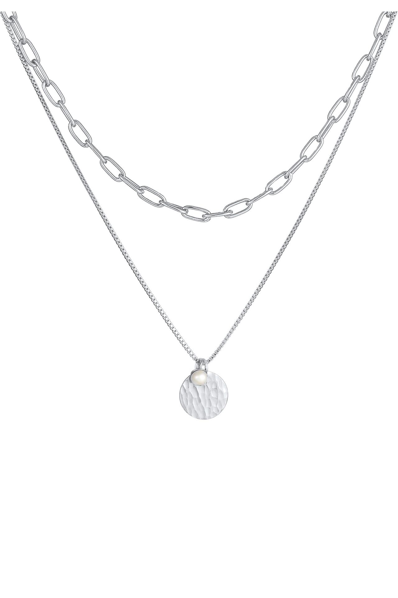 ELLI PREMIUM Kette Layer Plättchen Layer Figaro 2-lagig 925 Silber Silber, Bild 1