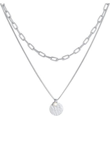 ELLI PREMIUM Kette Layer Plättchen Layer Figaro 2-lagig 925 Silber Silber