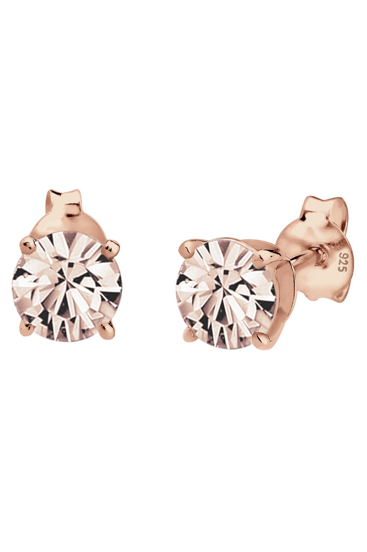 ELLI Ohrringe Basic Rund Weiß 925 Silber, mit Kristallen von Swarovski® Rosa, Bild 1