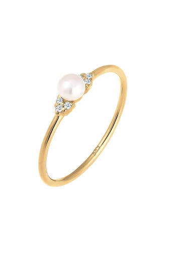 ELLI DIAMONDS Ring Verlobung Perle Diamant 585 Gelbgold