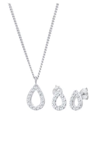 ELLI Schmuckset Tropfen Zirkonia Elegant 925 Silber Silber