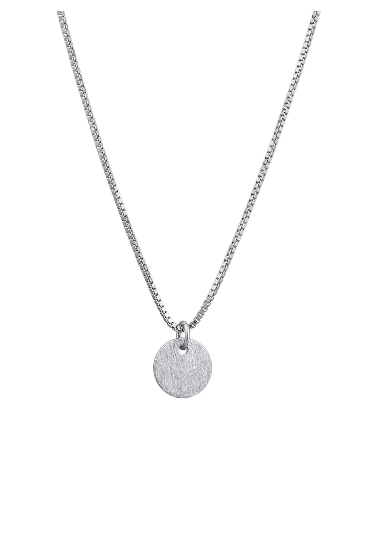 ELLI Kette Plättchen Anhänger Matt 925 Sterling Silber Silber, Bild 1