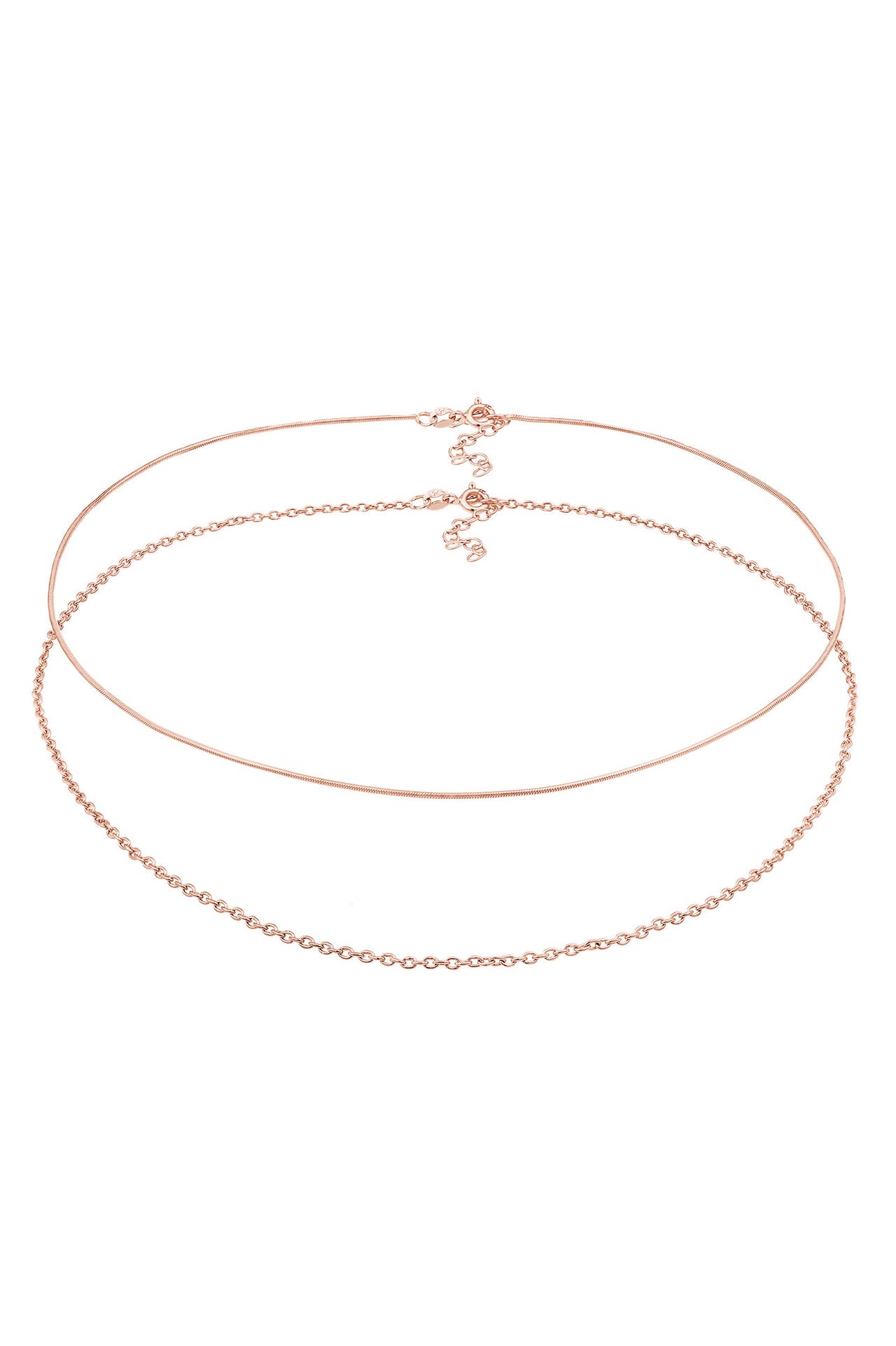 ELLI Kette Choker Set (2tlg) Schlangen Ankerkette 925 Silber Rosegold, Bild 1