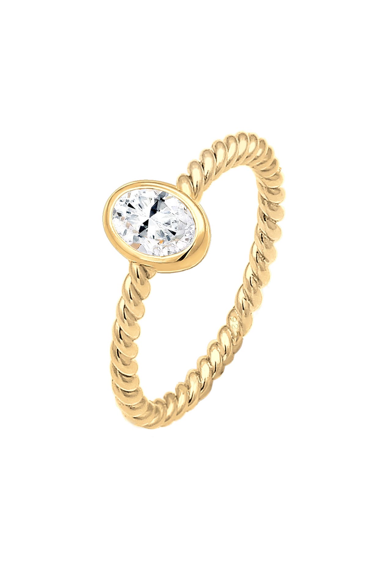 ELLI PREMIUM Ring Verlobungsring Topas Weiß 925 Sterling Silber vergoldet, Bild 1