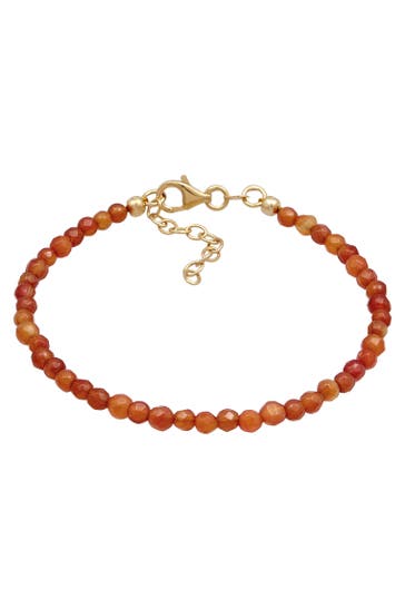 ELLI Armband Achat Kugeln Perlen Braun 925 Silber vergoldet Orange