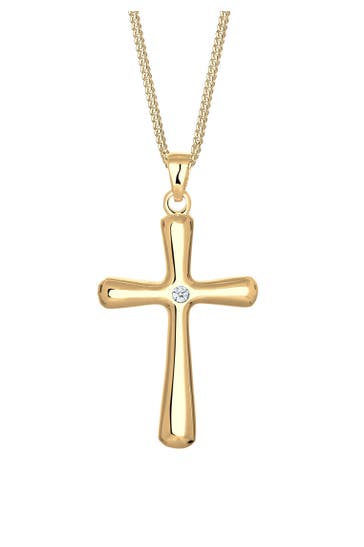 ELLI DIAMONDS Kette Kreuz Diamant Weiß Brillantschliff (0.03 ct) 925 Sterling Silber Gold
