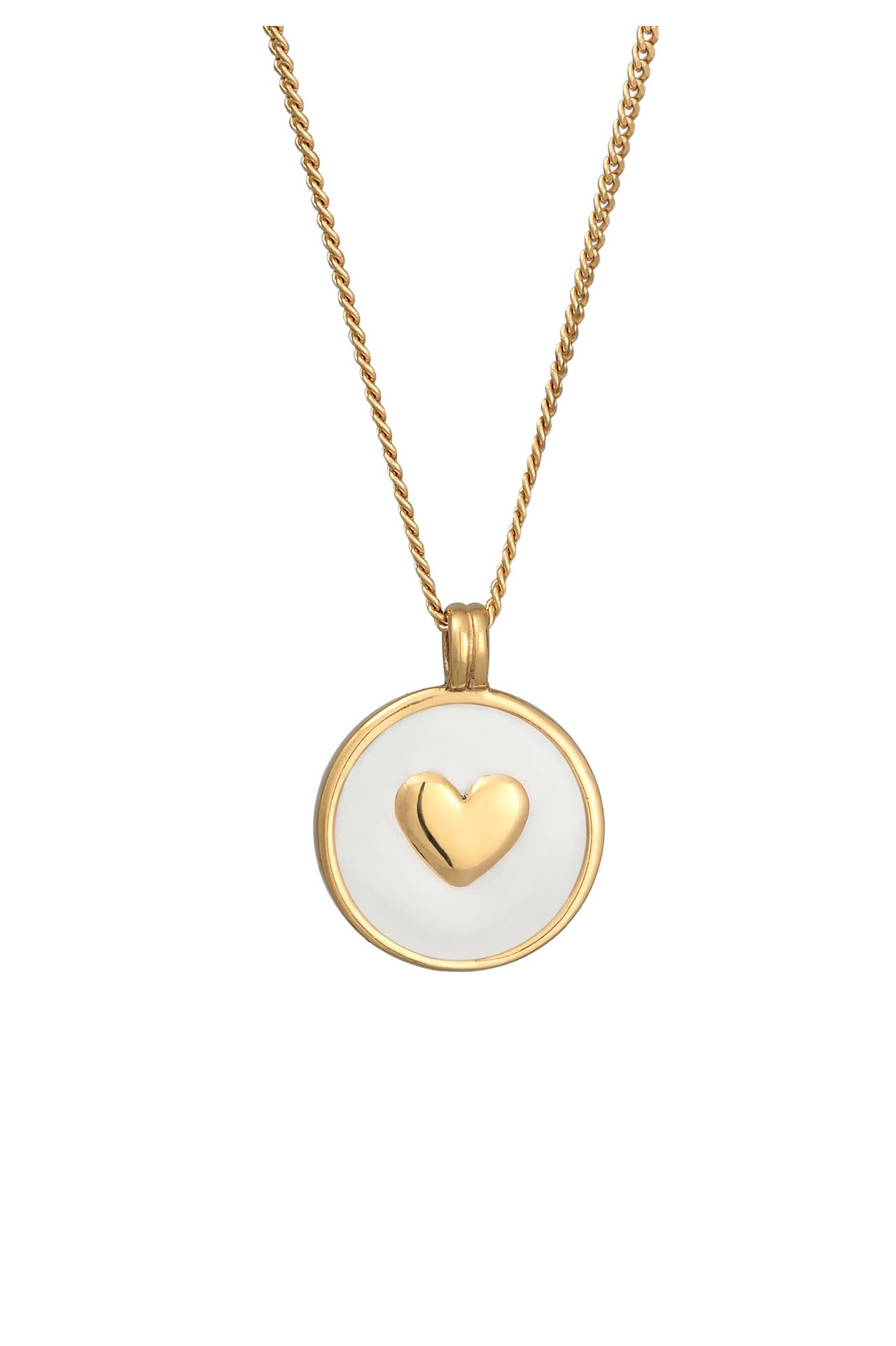 ELLI Kette Herz Emaille Coin Anhänger 925 Silber Gold, Bild 1