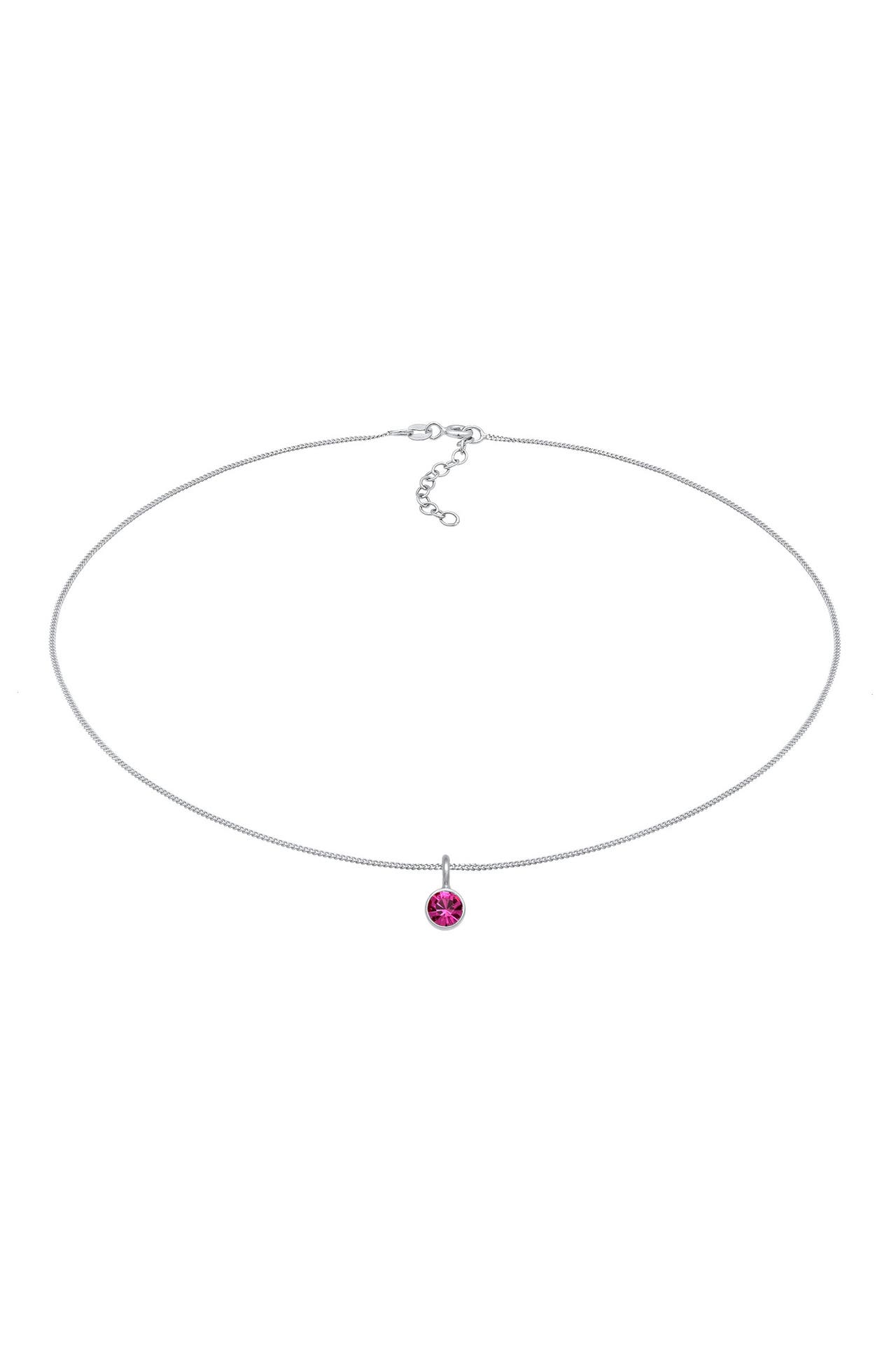 ELLI Kette Kristall Solitär Pink 925 Silber Silber, Bild 1