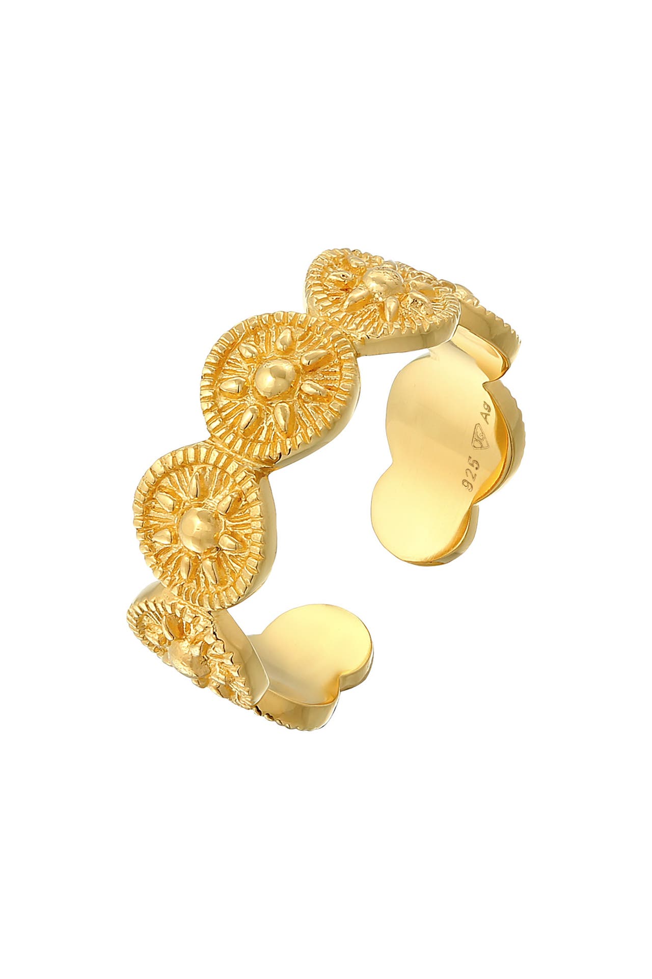 ELLI Ring Bandring Sonne Münze Offen Verstellbar 925 Silber Gold, Bild 1