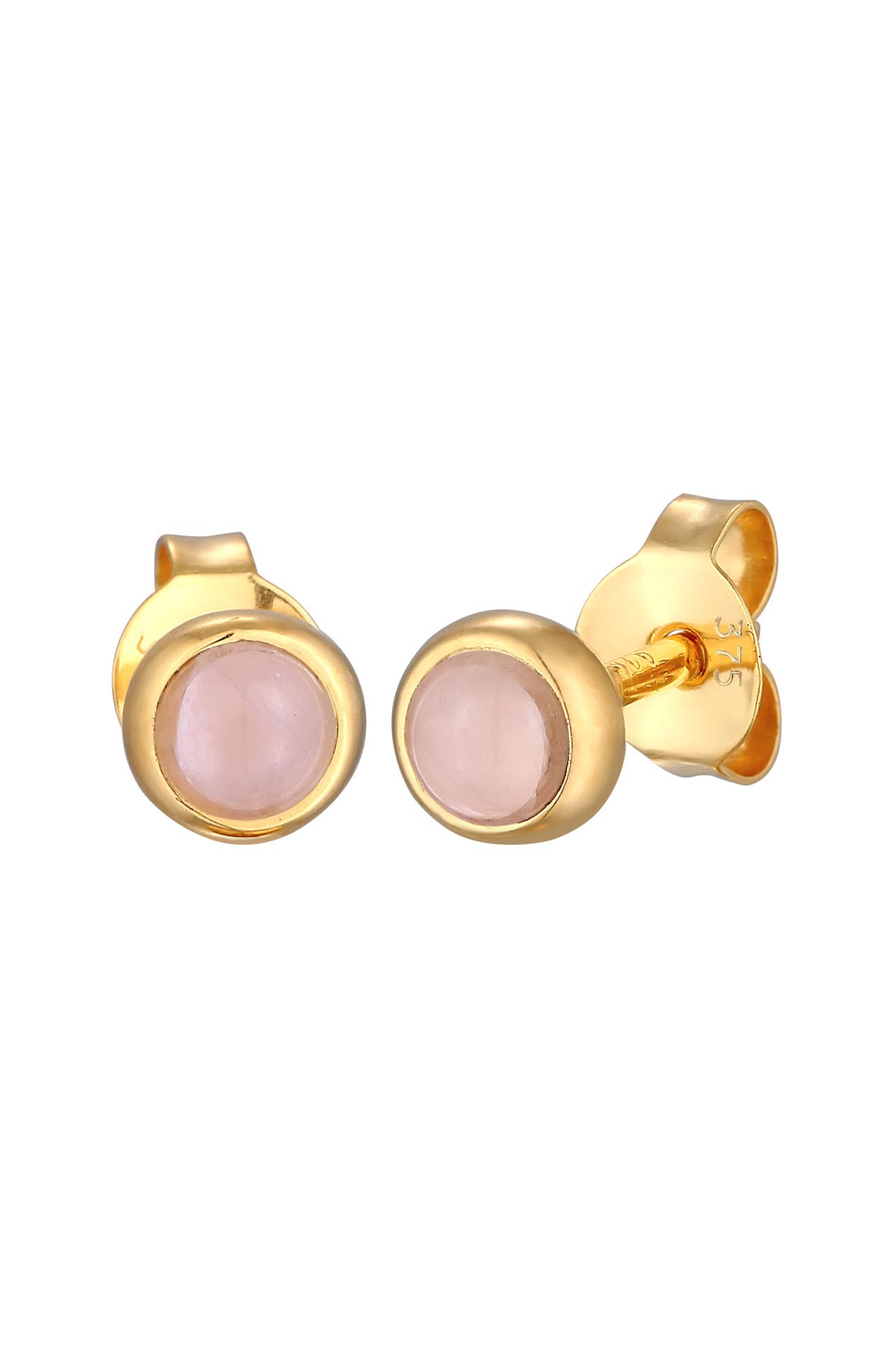 ELLI PREMIUM Ohrringe Rosa Quarz Solitär Edelstein 375 Gelbgold Gold, Bild 1