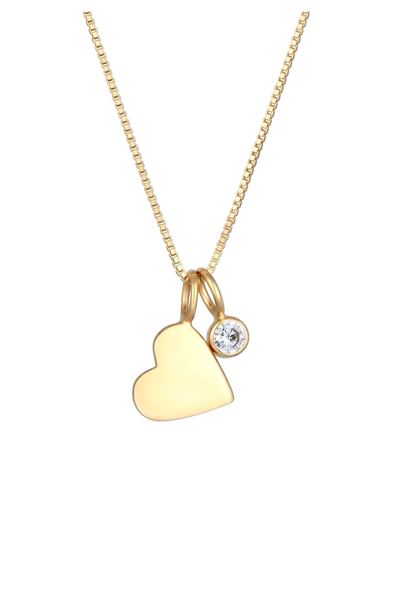 ELLI Kette Herz Anhänger Zirkonia Solitär Liebe 925 Silber, mit Kristallen von Swarovski® Gold, Bild 1