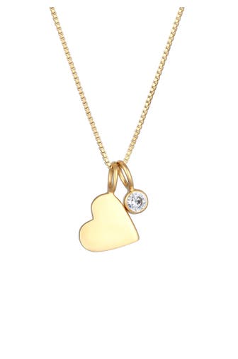 ELLI Kette Herz Anhänger Zirkonia Solitär Liebe 925 Silber, mit Kristallen von Swarovski® Gold