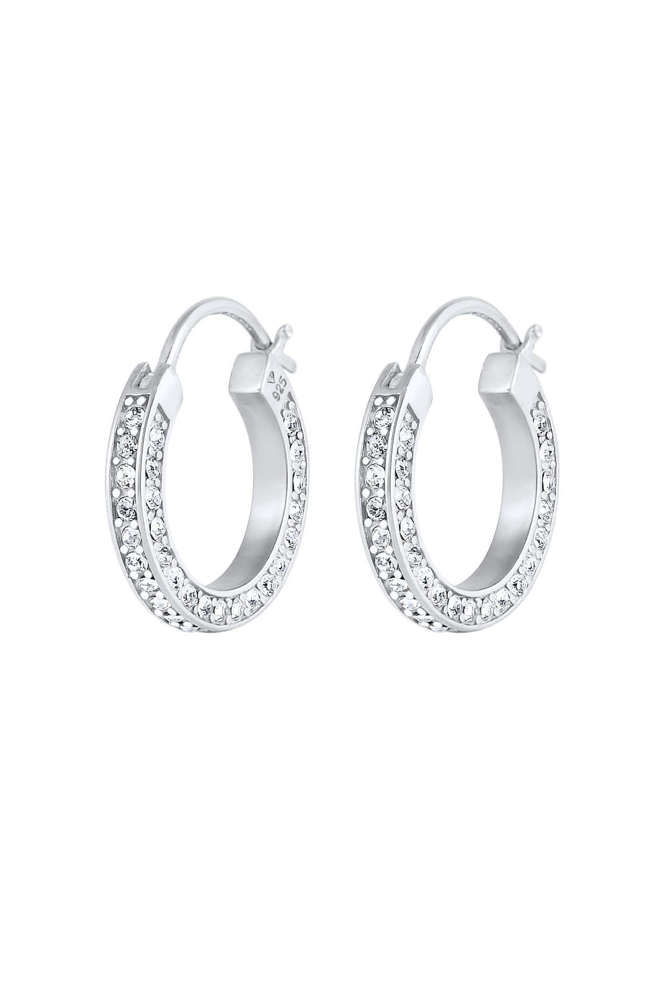ELLI PREMIUM Ohrringe Creolen 925 Silber, mit Kristallen von Swarovski® Silber, Bild 1