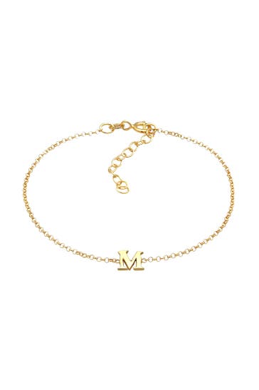 ELLI Armband Buchstaben Initialen Anhänger M 925 Silber Gold