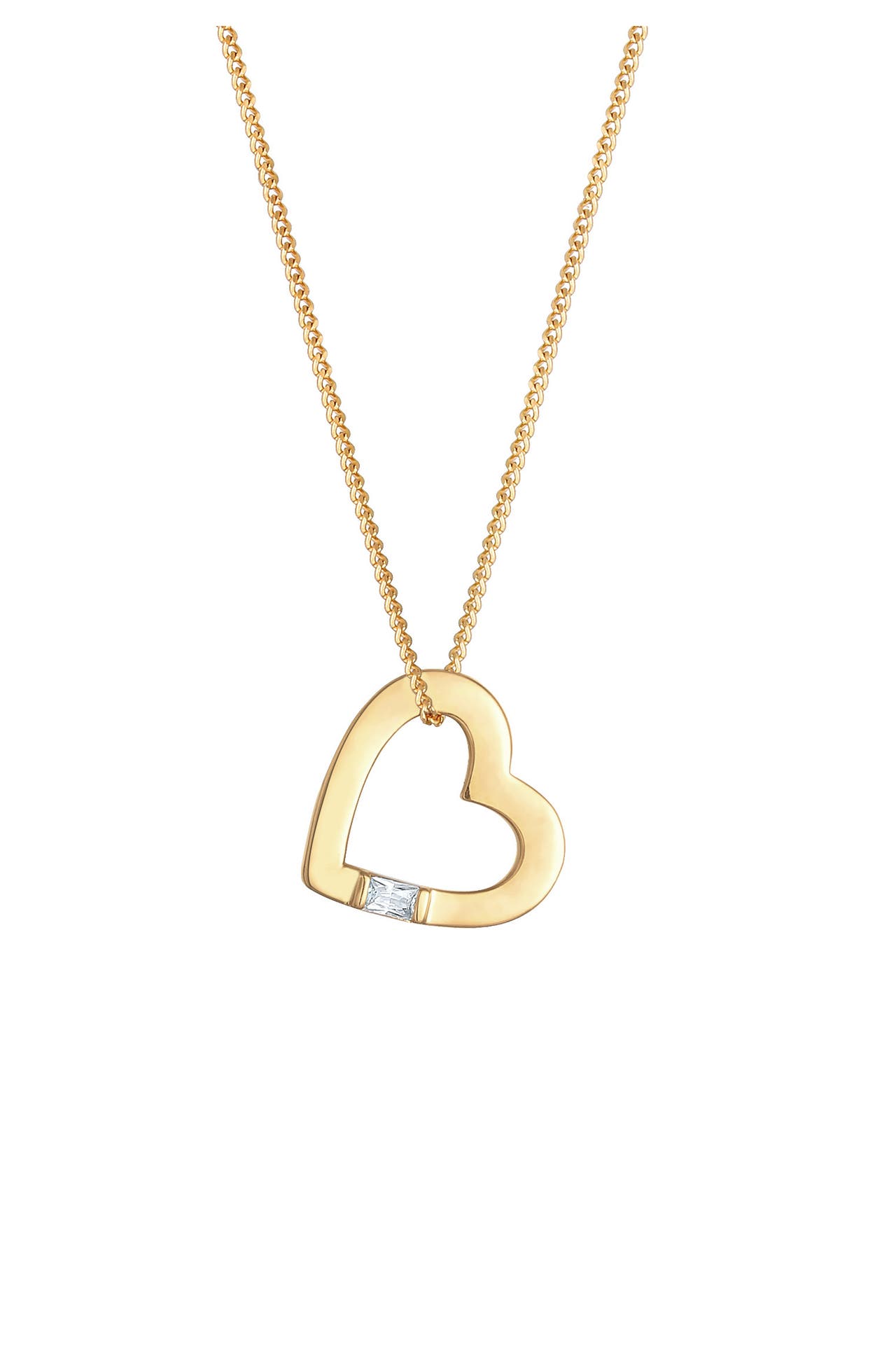 ELLI Kette Herz Zirkonia Anhänger Cut Out 925 Silber Gold, Bild 1