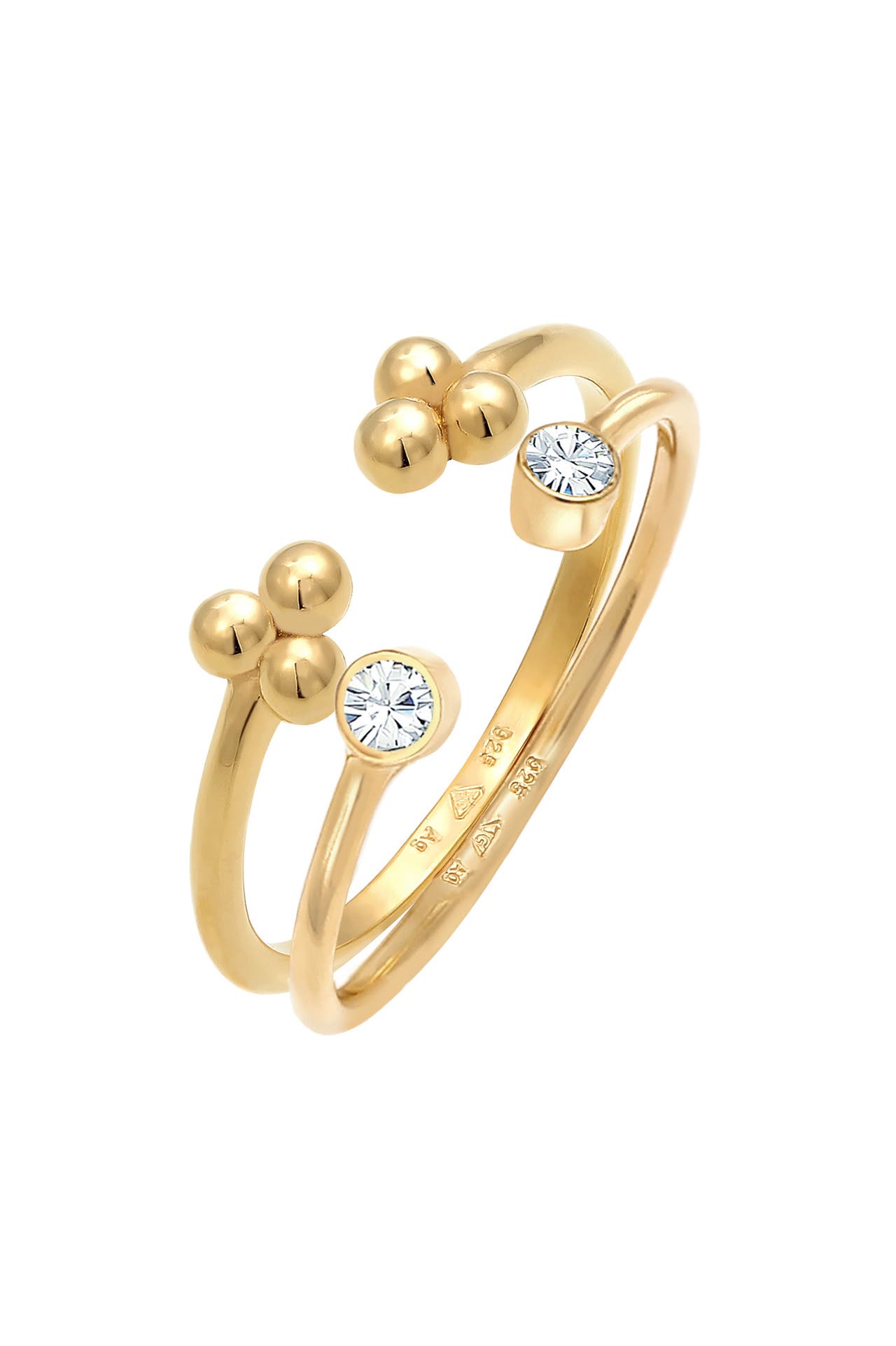 ELLI Ring Kugel Elegant Offen Ring Set 925 Silber, mit Kristallen von Swarovski® Gold, Bild 1