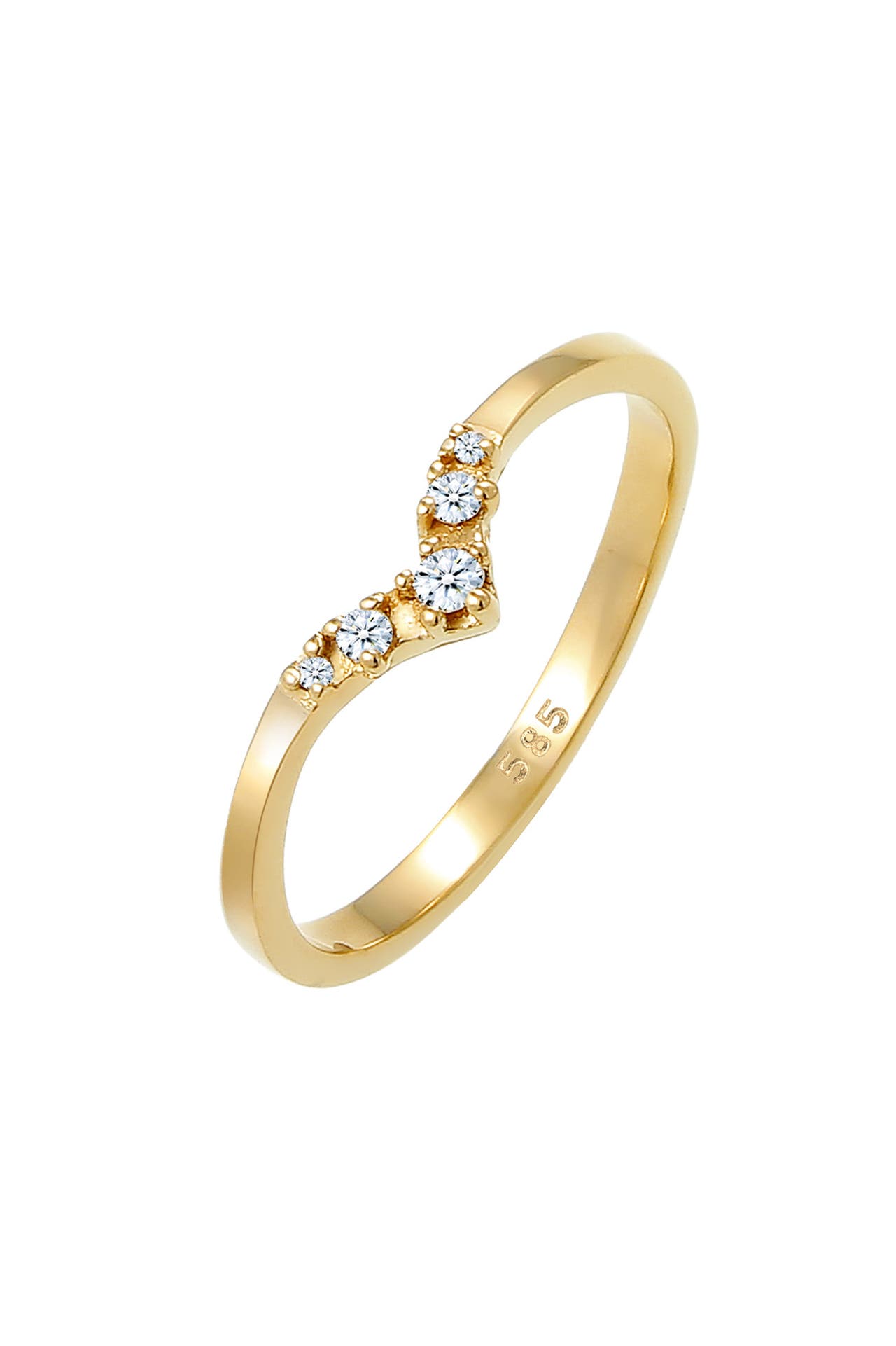 ELLI DIAMONDS Ring V-Form Diamant (0.07 ct) 585 Gelbgold Gold, Bild 1
