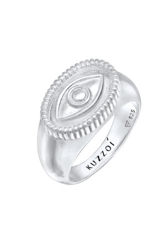 KUZZOI Ring Herren Siegelring Evil Eye Schutzsymbol 925 Silber