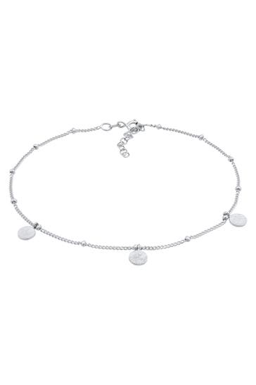 ELLI Fusskettchen Kugelkette Plättchen 925 Silber Silber