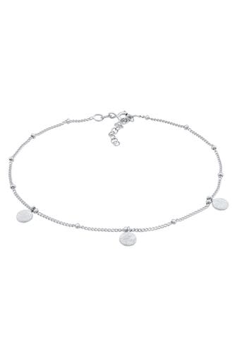 ELLI Fusskettchen Kugelkette Plättchen 925 Silber Silber