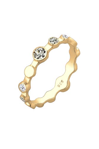 ELLI Ring Geo Color Kristalle 925 Silber Grigio Gold