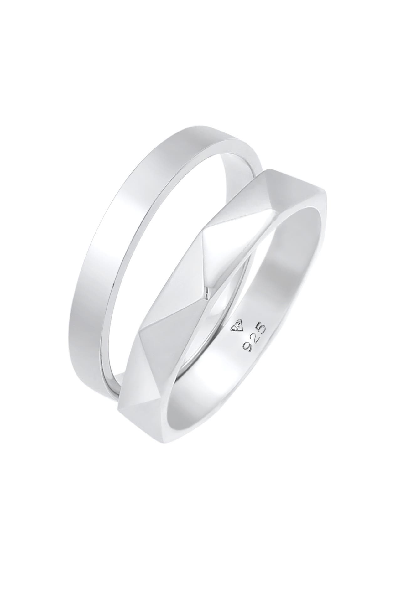 ELLI Ring Bandring Basic Hexagon Element (2 tlg) 925 Silber Silber, Bild 1