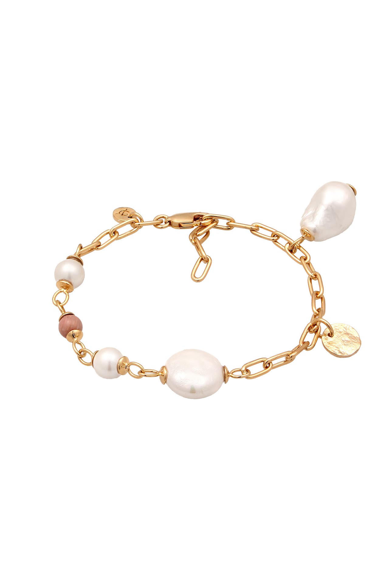ELLI PREMIUM Armband Süßwasserzuchtperle Rhodonite Rosa 925 Sterling Silber Vergoldet Gold, Bild 1