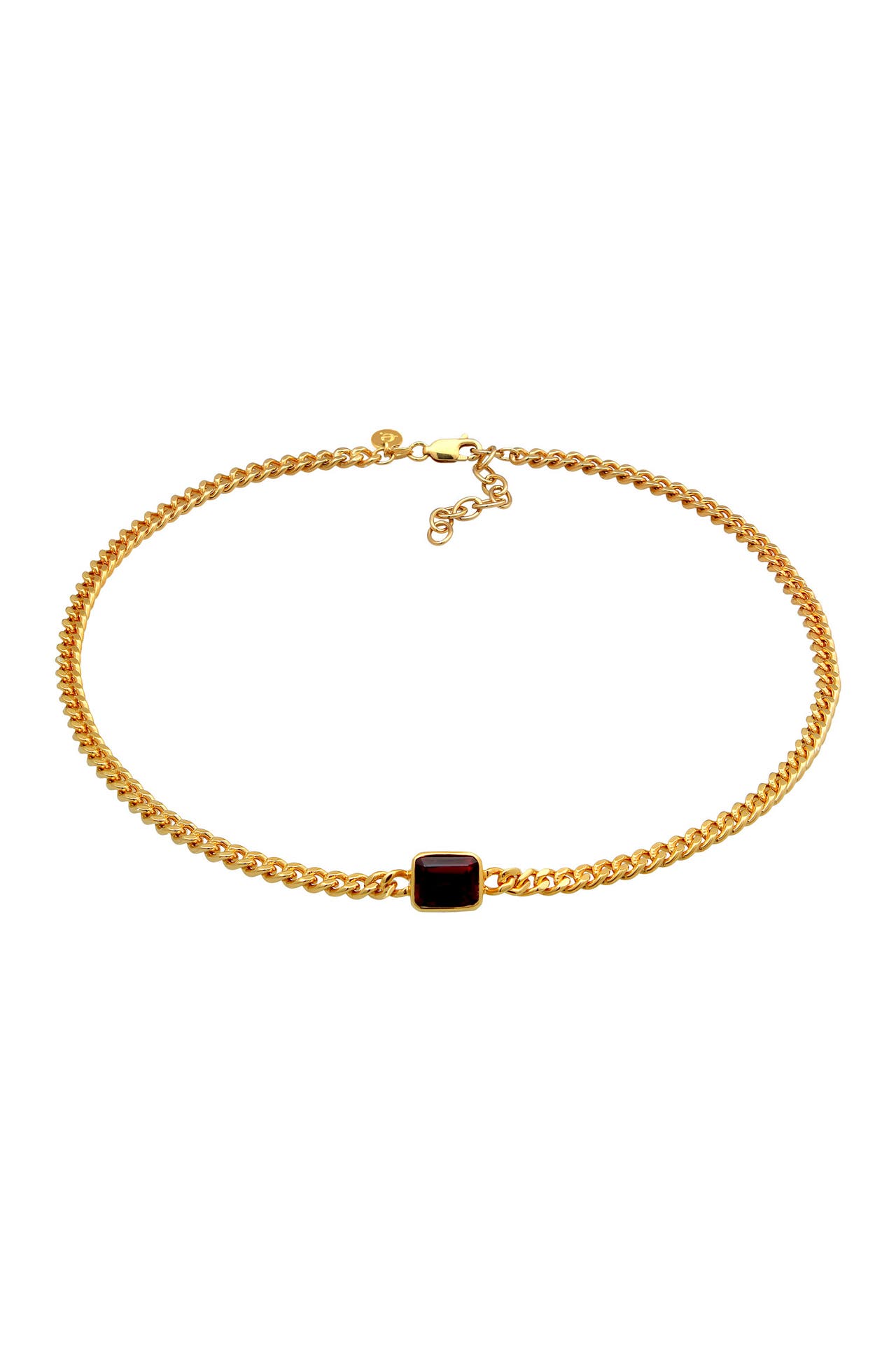 ELLI PREMIUM Kette Granat Panzerkette Klassisch 925 Silber Vergoldet Gold, Bild 1